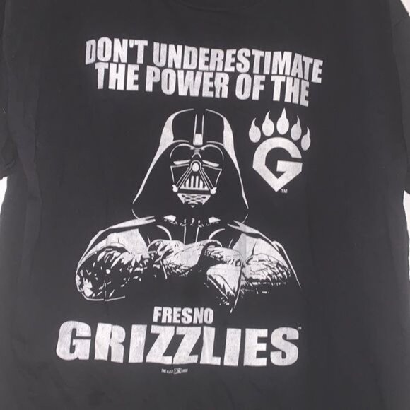 Star Wars Fresno Grizzlies Darth Vader Graphic T-Shirt Black Cotton XL - Picture 3 of 7